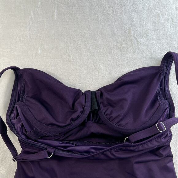 Lands End Sz 2 Tankini Top Swimsuit Underwire Purple Twist Front Adjustable Swim - Picture 8 of 11